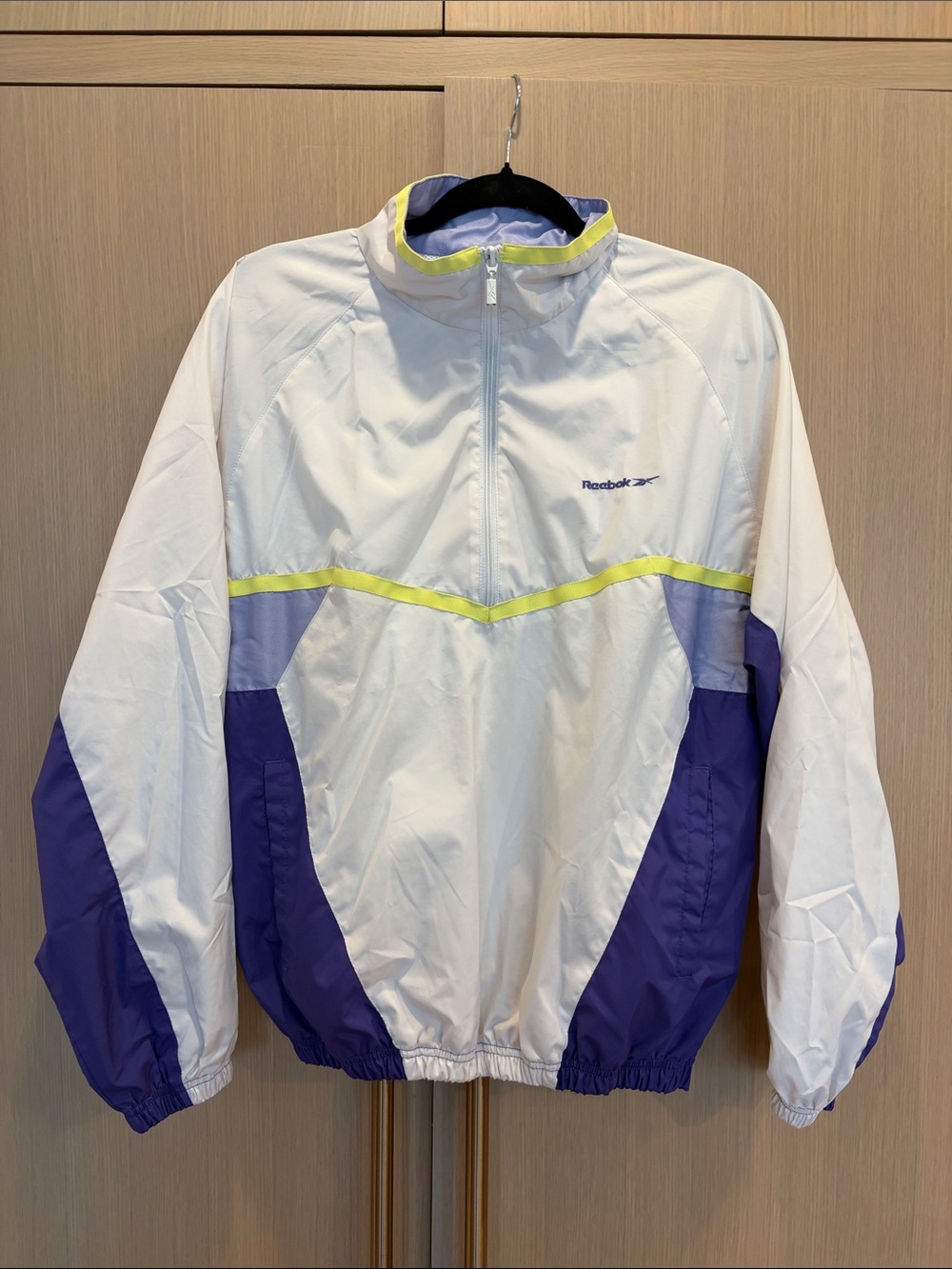 Reebok White Purple Windbreaker with Yellow Trim